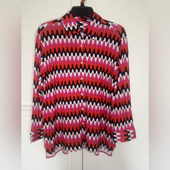 VILAGALLO SARA SHIRT MULTICOLOUR POINT WAVES PRINT size 42 - Picture 4 of 12